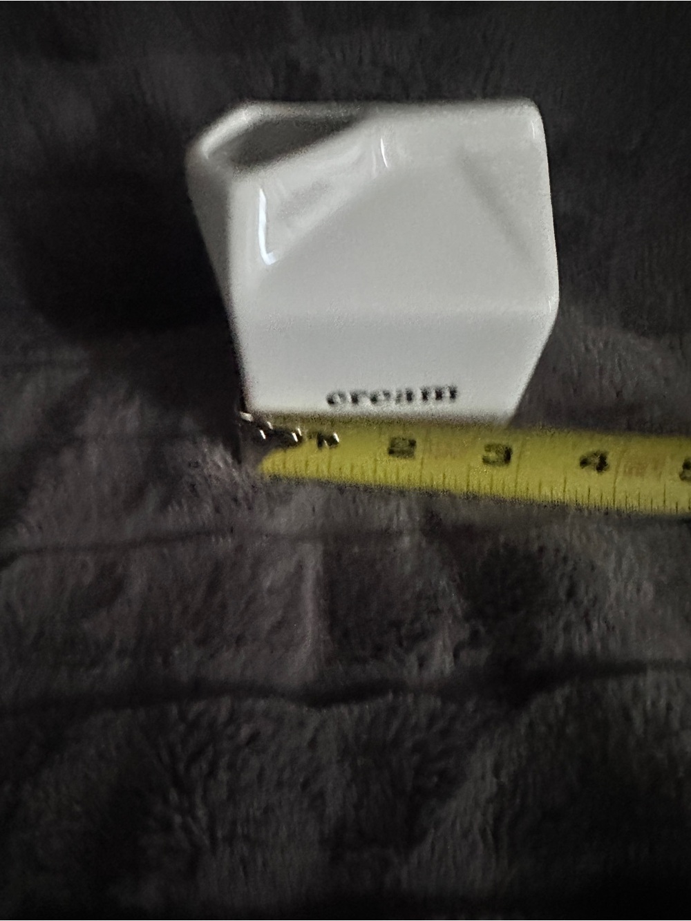 White Ceramic Cream Pitcher with Navy Lettering - Picture 3 of 4